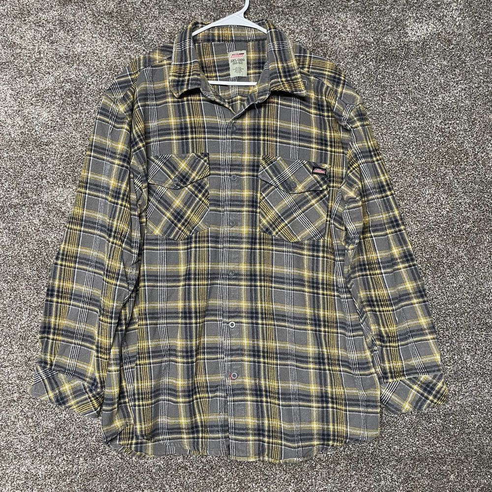 Dickies Heavy Flannel Shirt Plaid Button Up Mens Size 2XL 50-52